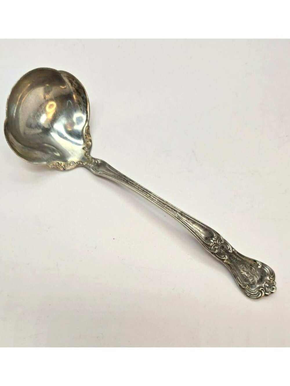 Vintage Sterling Silver Gravy Ladle Ornate Monogrammed Floral Handle 6" CM2270
